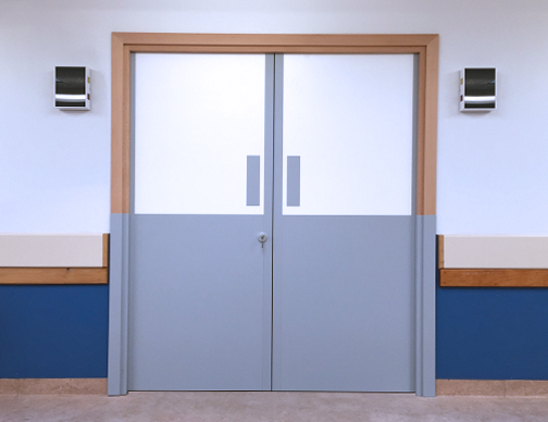 Walnut-Finished Lead-Lined Sliding Door Set for CT Room